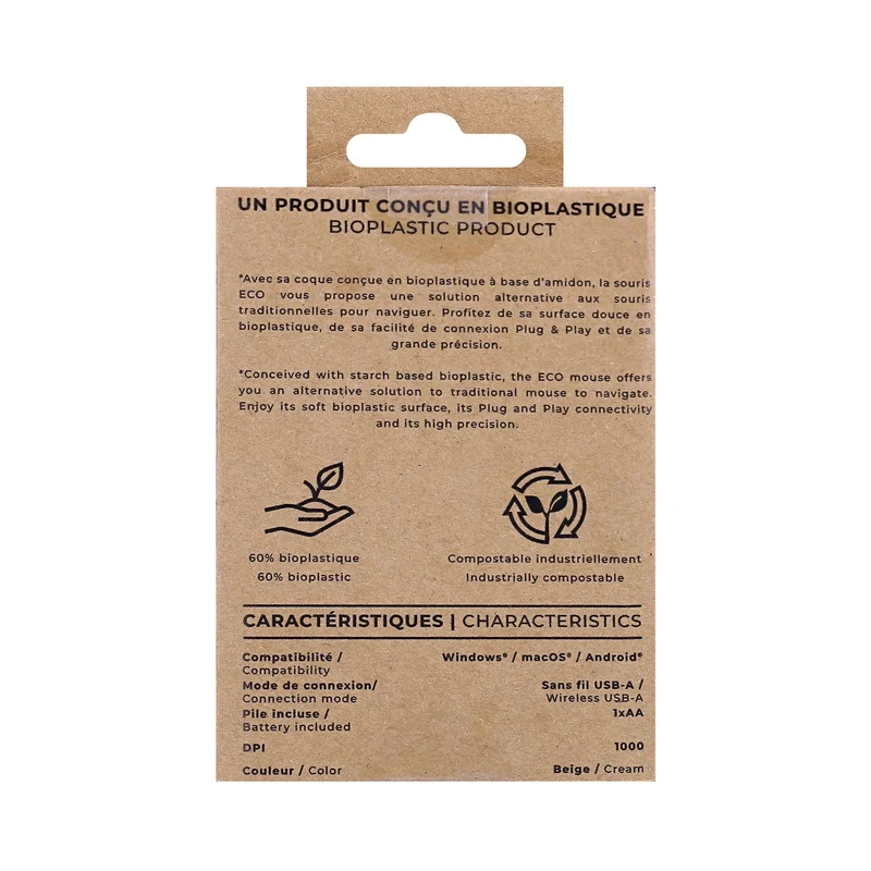 Mouse TNB Bioplastic Eco, wireless, USB Type-A, 3 buttons