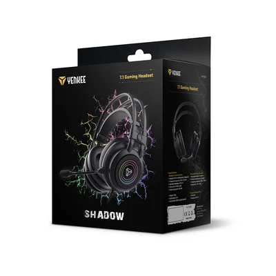 Headphones Yenkee 3035 Shadow, gaming, USB, 112 dB, 2.4 m cable, black