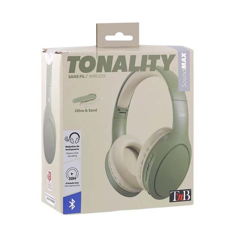 Headphones TNB Tonality, with Bluetooth, USB Type-C, 117 dB, color olive
