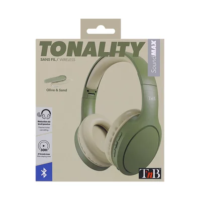 Headphones TNB Tonality, with Bluetooth, USB Type-C, 117 dB, color olive
