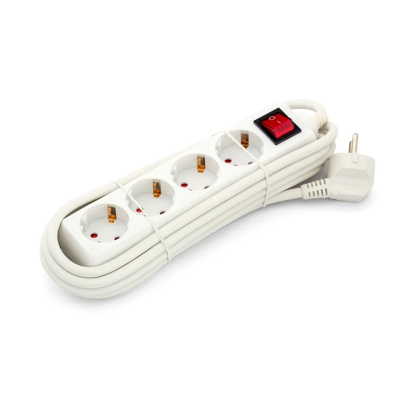 Power strip, 4 sockets, 3 m cable, with switch