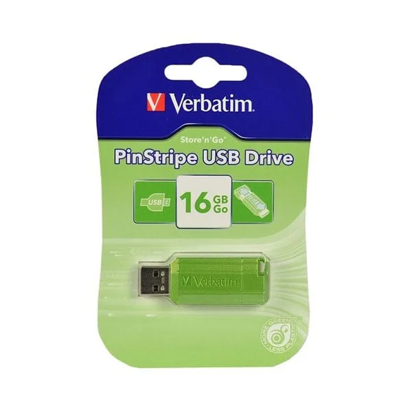 USB флаш памет Verbatim Pinstripe, USB 2.0, 16 GB, зелена