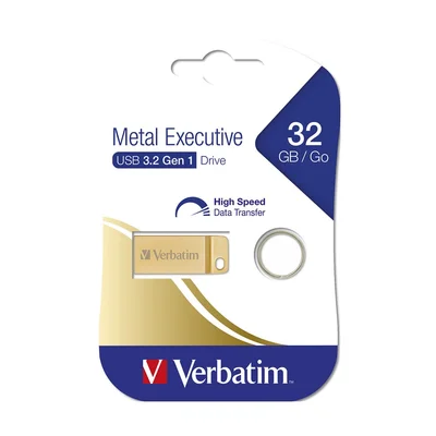 USB флаш памет Verbatim Metal Executive, USB 3.2, 32 GB, златиста