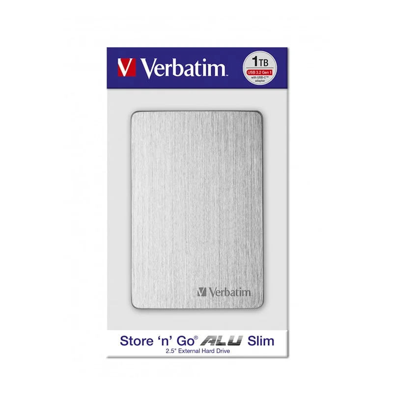 Външен HDD твърд диск Verbatim Store 'n' Go Alu, 1 TB, сребрист