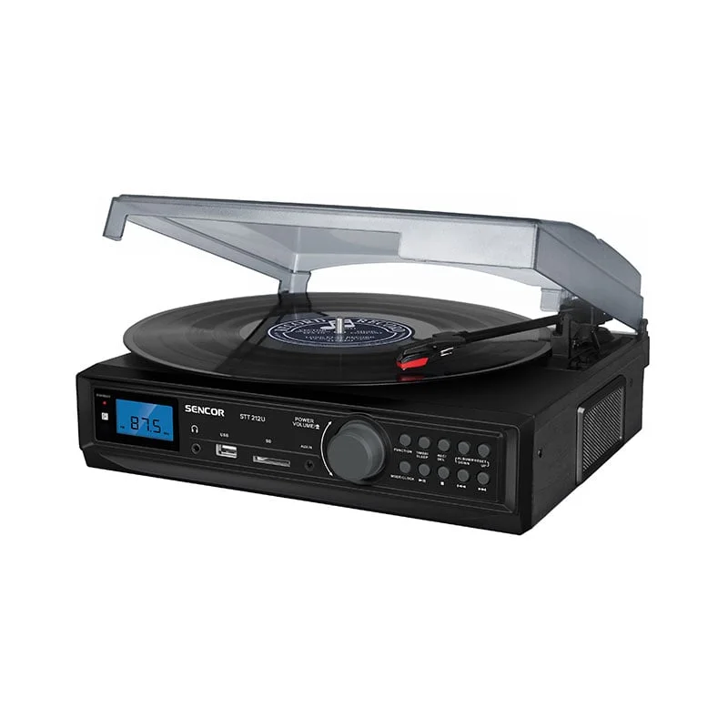 Turntable Sencor STT 212U, with USB, SD, FM, black, 10 W
