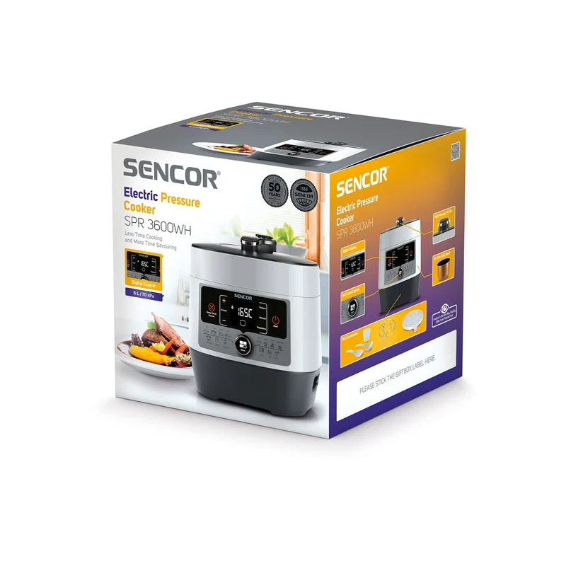 Мултикукър Sencor SPR 3600WH, под налягане, с 14 програми, 5.5 L, 1000 W, 220V