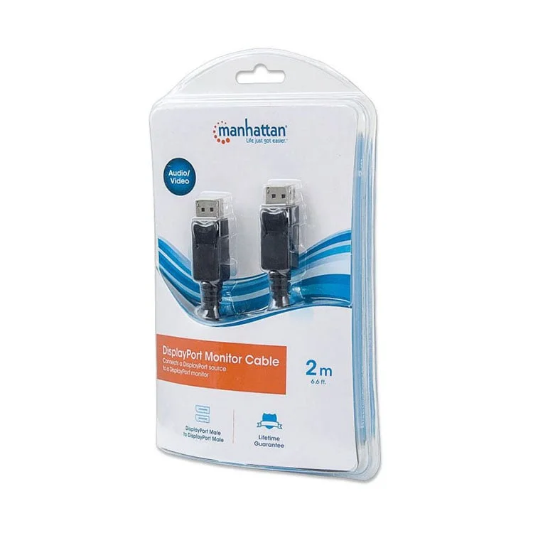 Cable Manhattan DisplayPort Male/DisplayPort Male, 2 m, black