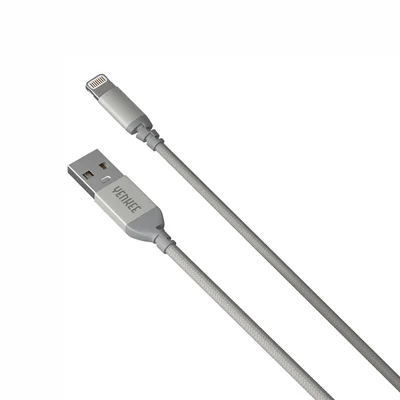 Кабел Yenkee 612 SR USB Male към Lightning Male, 2 m, сив