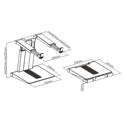 Стойка за лаптоп Lumi PLW-01, 10'' - 15.6'', черна - сива