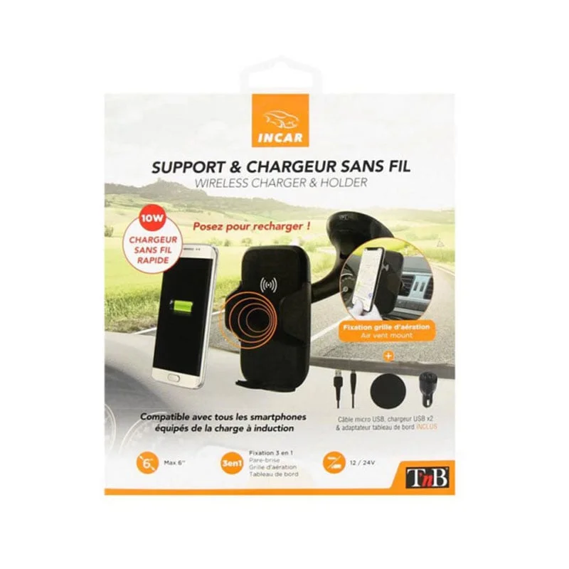 Phone holder for car TNB, 3 in 1, with wireless charging, 6''