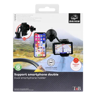 TNB Phone Stand Double Rotating 360 Degrees 7'' Black