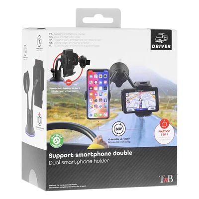 TNB Phone Stand Double Rotating 360 Degrees 7'' Black