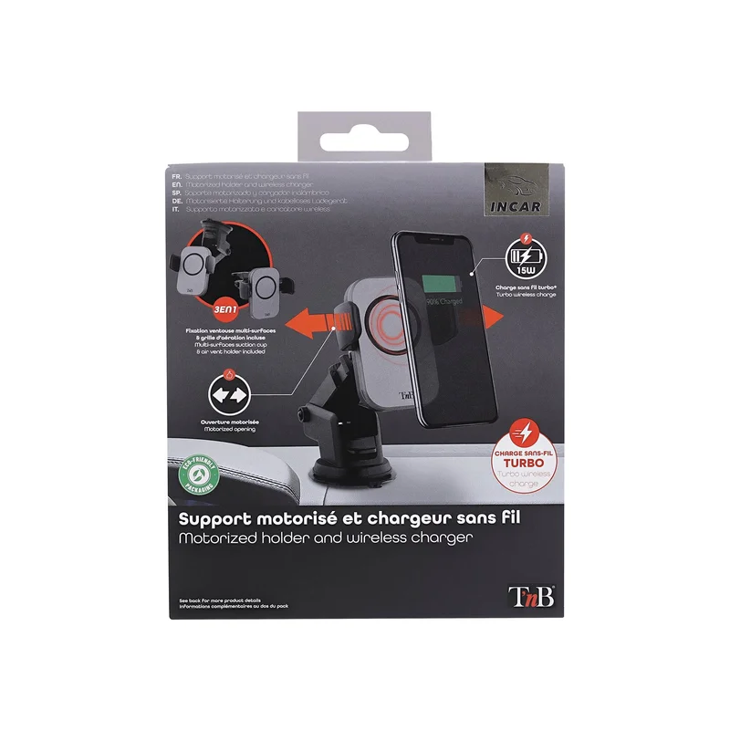 Charging stand TNB Premium, motorized, wireless, 15W, black, 7''