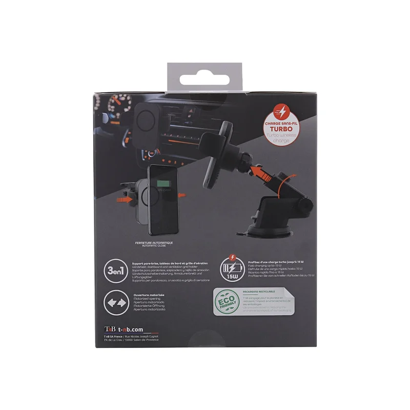Charging stand TNB Premium, motorized, wireless, 15W, black, 7''