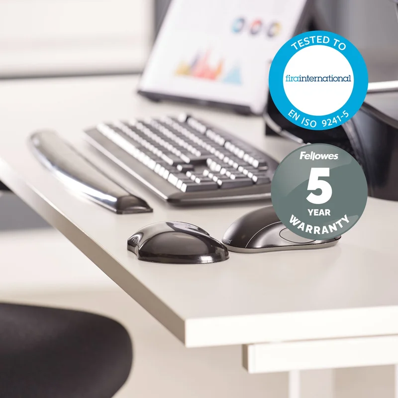 Fellowes Wrist Rest, Silicone, Black