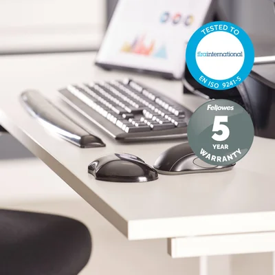 Fellowes Wrist Rest, Silicone, Black