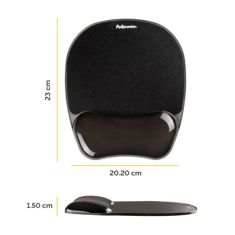 Fellowes Mouse Pad with Silicone Wrist Rest, Black