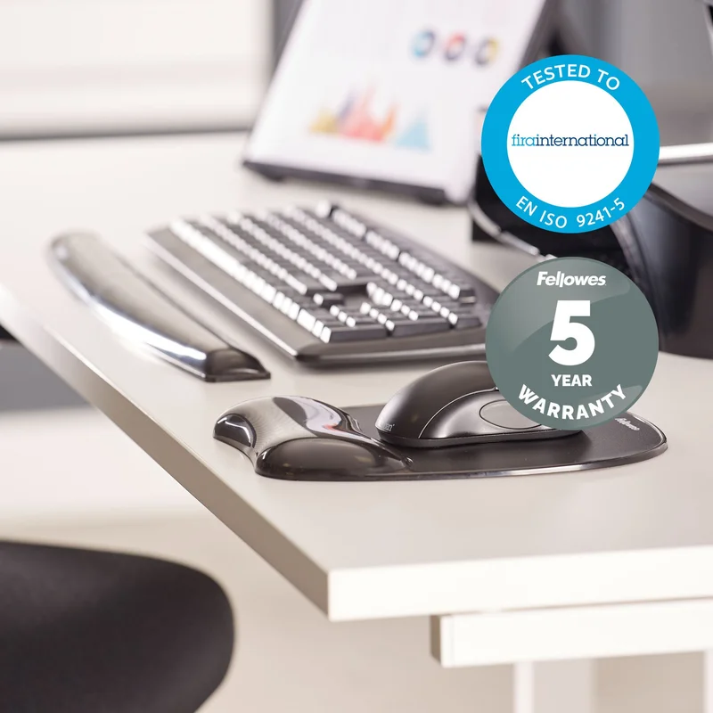 Fellowes Mouse Pad with Silicone Wrist Rest, Black