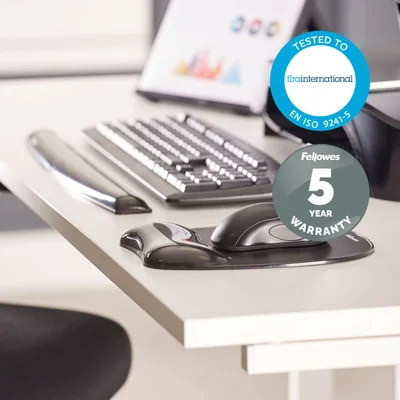 Fellowes Mouse Pad with Silicone Wrist Rest, Black