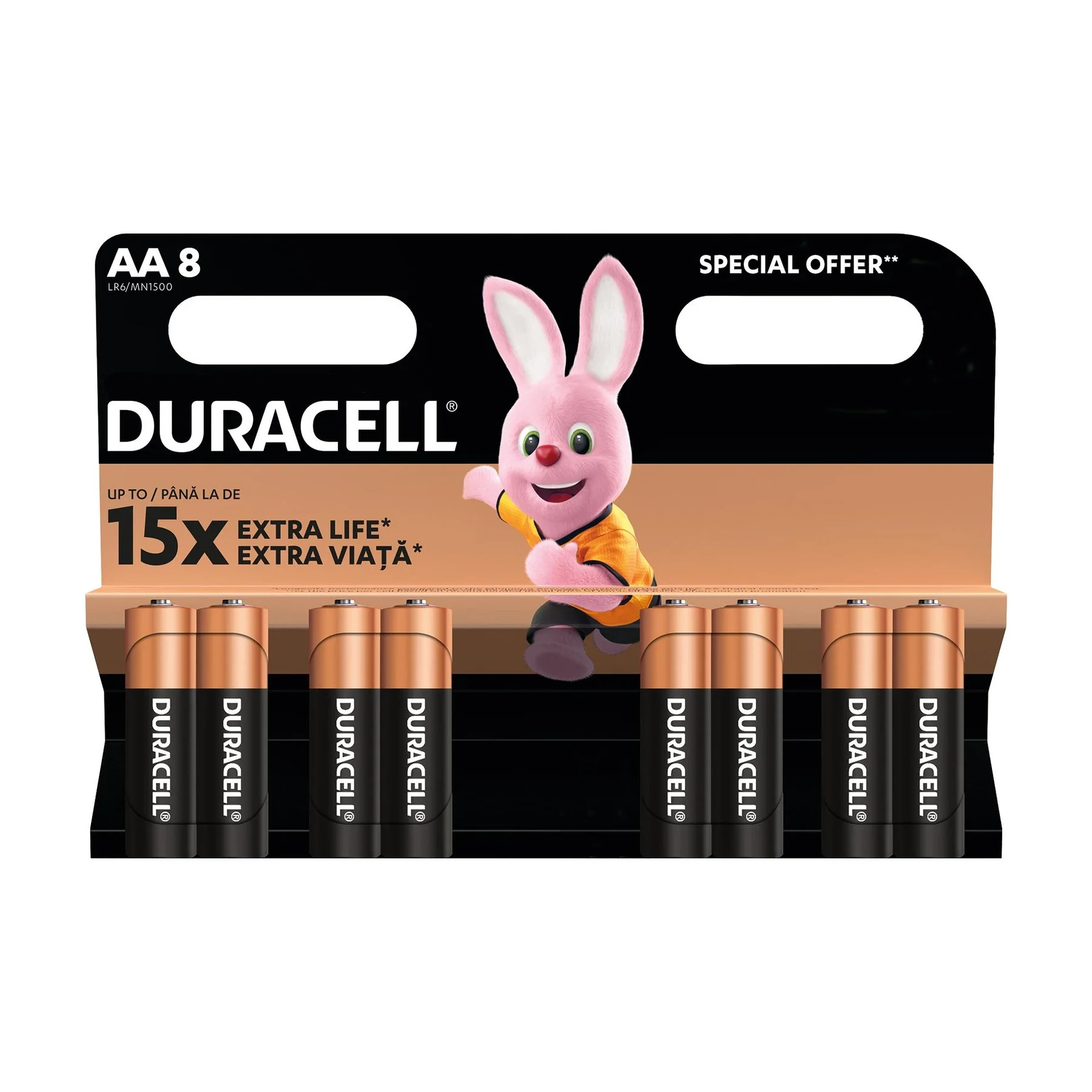 Alkaline battery Duracell, AA, LR6, 1.5 V, 8 count