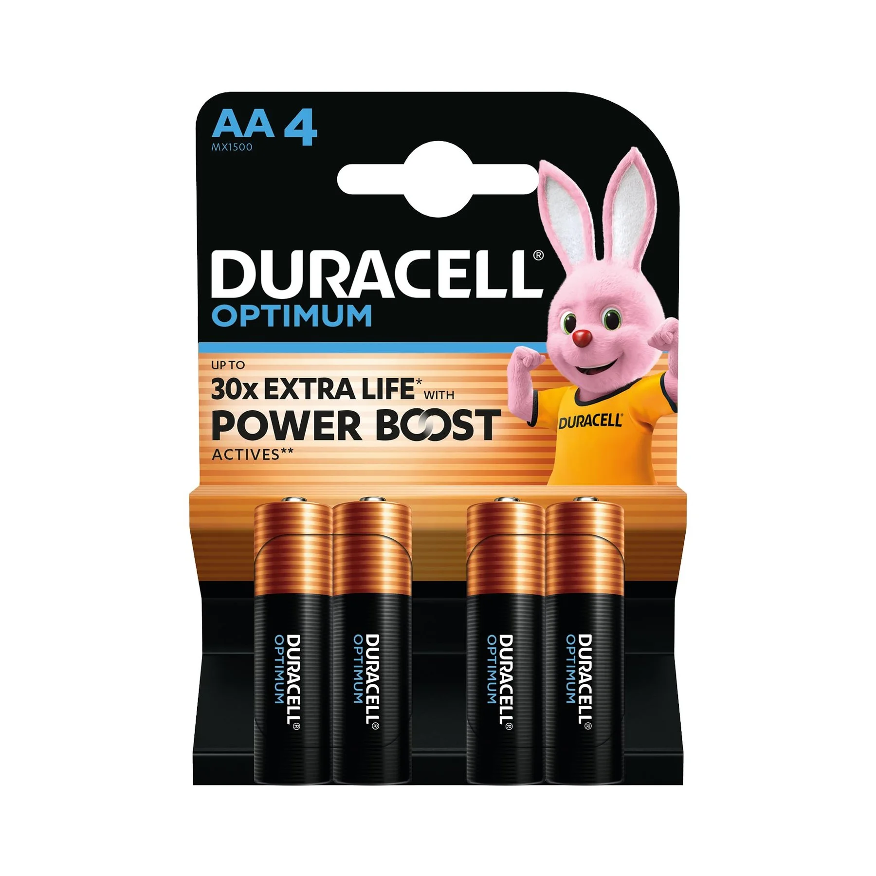 Alkaline battery Duracell Optimum, AA, LR6, 1.5 V, 4 count