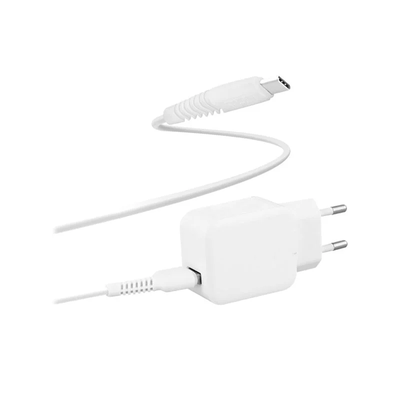 Зарядно за телефон TNB, 2.4 A, USB-C кабел, бял, USB Type-C, USB Type-A, дължина 1 m
