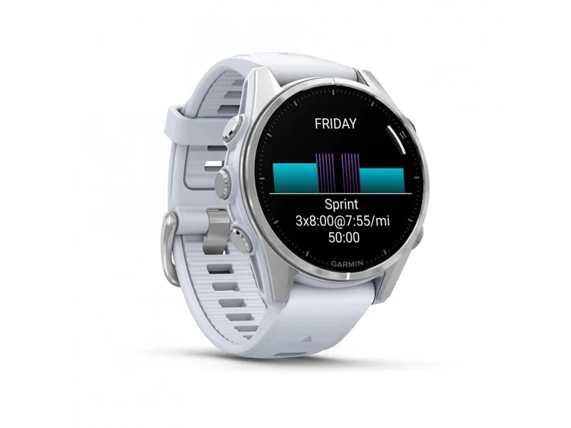 Смарт часовник Garmin Fenix 8, 1.3'', 43 mm, сребристо-бял