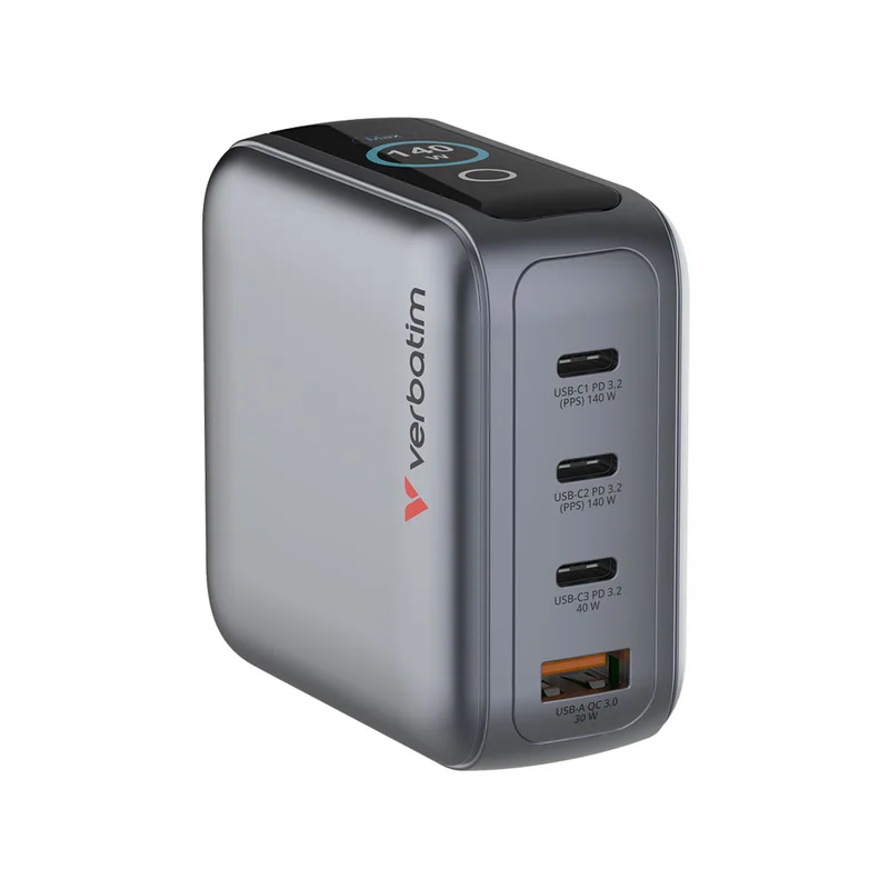 Зарядно устройство Verbatim Mini, GaN, 140 W