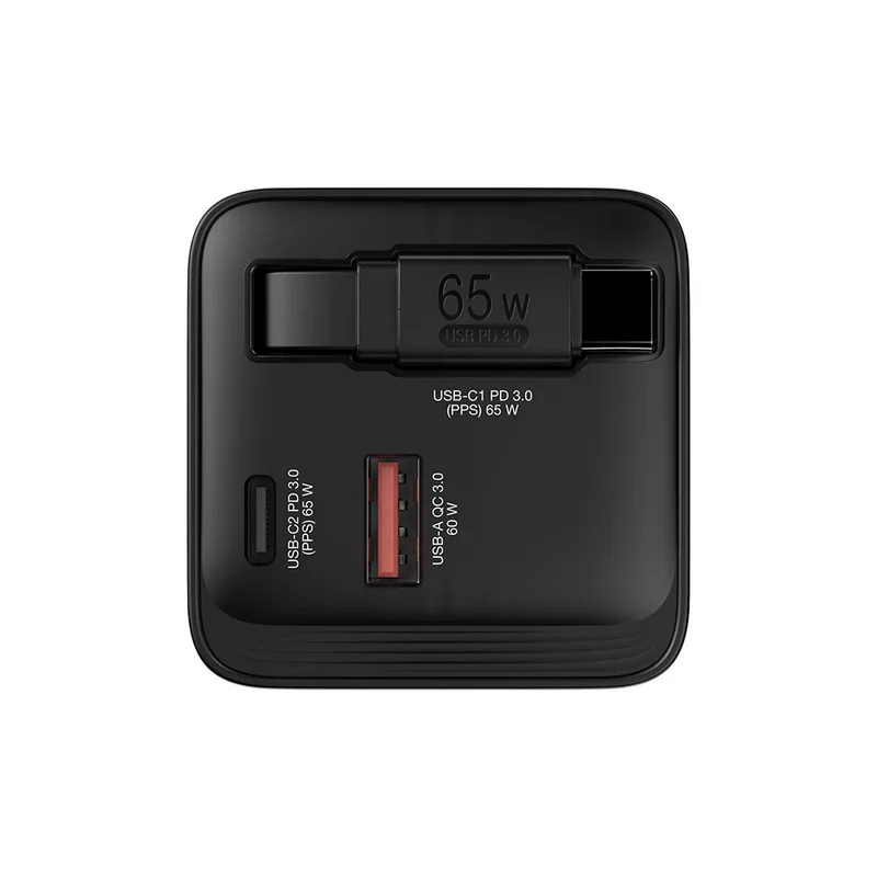 Зарядно устройство Verbatim Mini, GaN, 65 W, черно