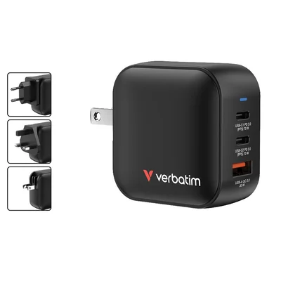 Зарядно устройство Verbatim Mini, GaN, 70 W, черно
