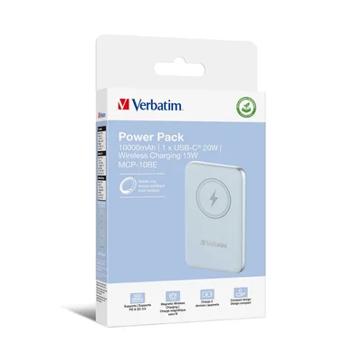 External battery Verbatim Charge 'n' Go, magnetic, 10000 mAh, USB Type-C, blue