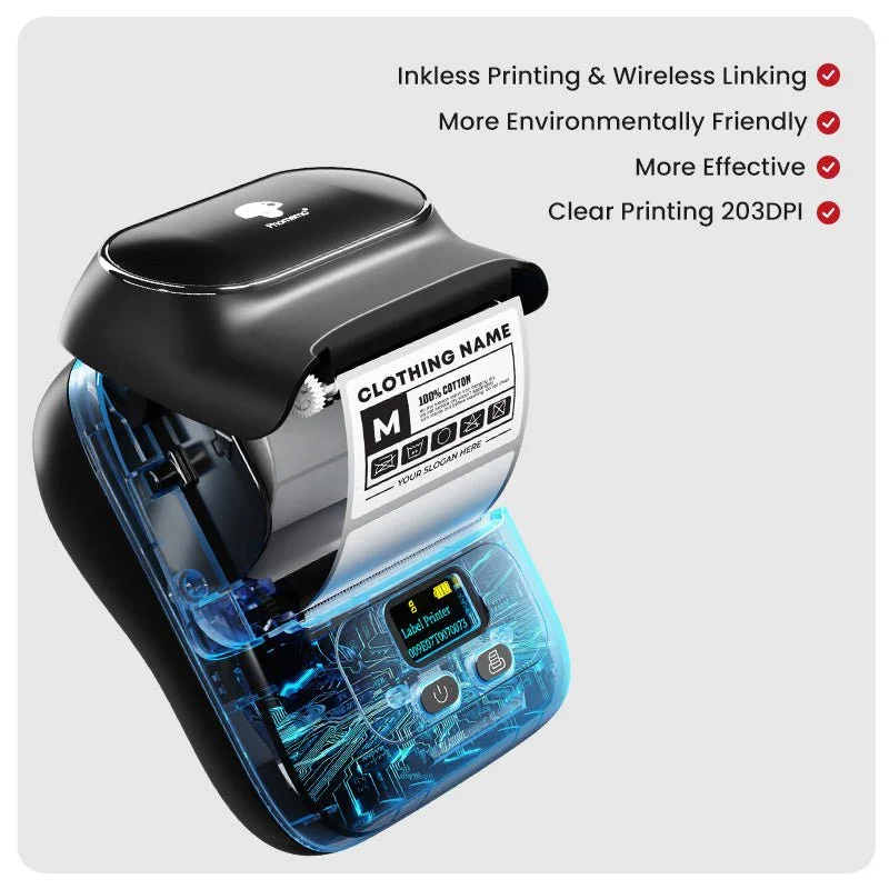 Printer Phomemo M110-BK, mini, without ink, maximum width of label 50 mm, black