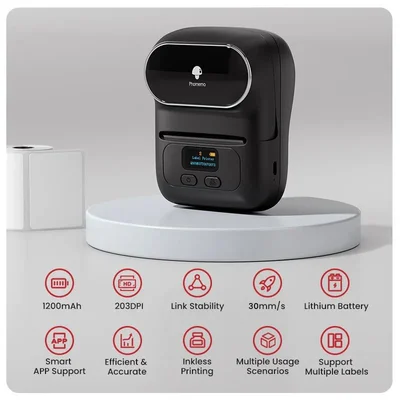 Printer Phomemo M110-BK, mini, without ink, maximum width of label 50 mm, black