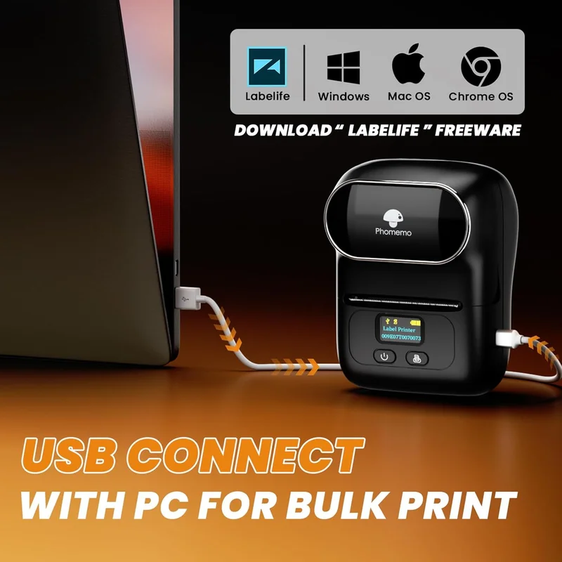 Printer Phomemo M110-BK, mini, without ink, maximum width of label 50 mm, black