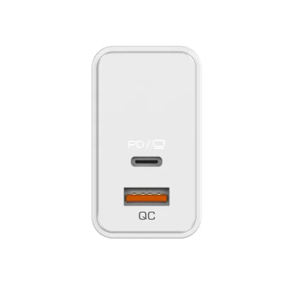 Laptop charger Genius PD-65AC, USB Type-C + USB Type-A, 65 W, white