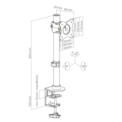 HAGOR DESK MONITOR MOUNT 15-27'' UP TO 10 KG TILT