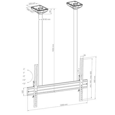 HAGOR CEILING MOUNT FOR DISPLAY 75-100'' UP TO 100 KG