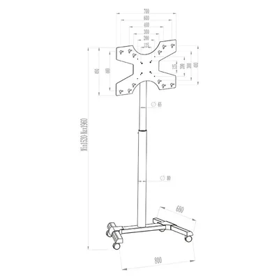 HAGOR MOBILE DISPLAY STAND 40-55'' UP TO 35 KG ADJUSTABLE