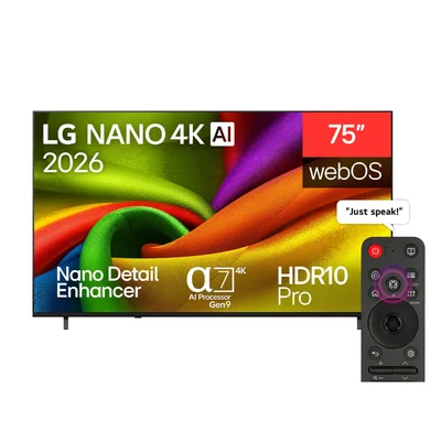 Смарт телевизор LG 75NU85CB6LA, 75'', Ultra HD DLED, HDR10, 60 Hz, HDMI, USB, webOS