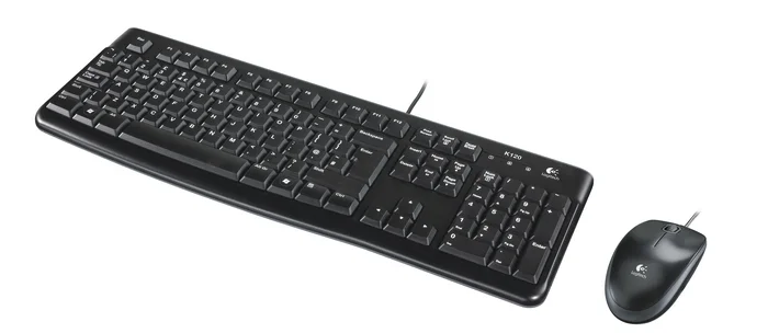 Клавиатура и мишка Logitech MK120, с кабел, черни, USB, без кирилизация