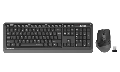 Комплект A4Tech - клавиатура и мишка Fstyler FGS1035Q, 2.4 GHz, Nano USB, 6 бутона на мишката, AAA, сиви