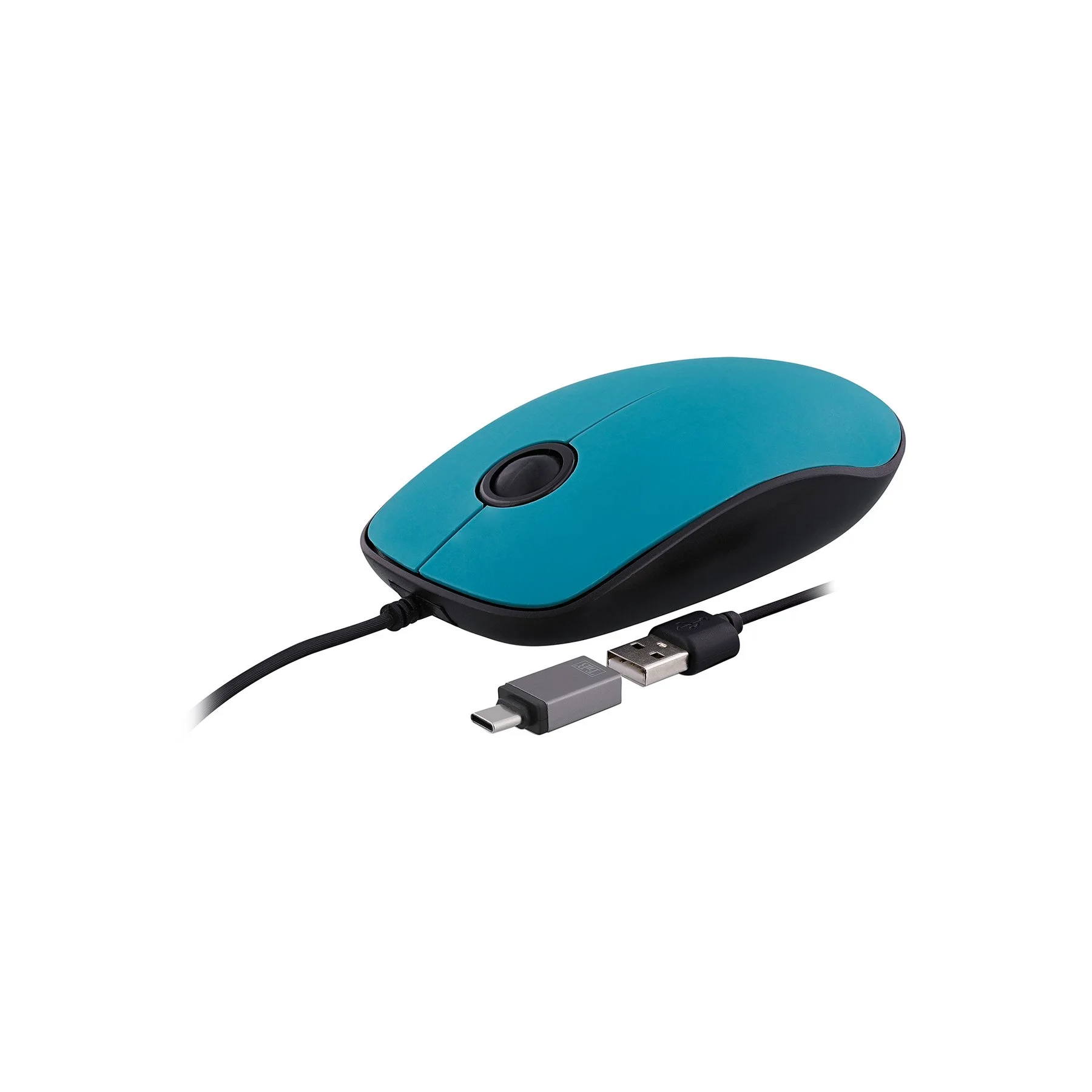 Mouse TNB Sunset, with cable, USB Type-A, with adapter USB Type-C, 3 buttons, blue