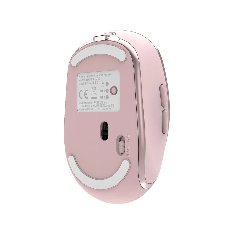 Mouse Yenkee YMS 2085PK, wireless, 2400 dpi, USB, 6 buttons, Li-Polymer, pink