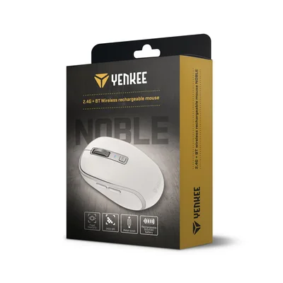 Mouse Yenkee YMS 2085WE, wireless, 2400 dpi, USB, 6 buttons, Li-Polymer, white