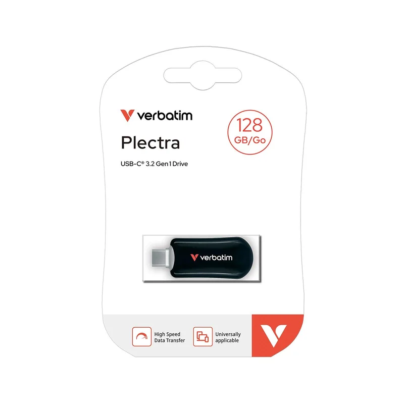 USB флаш памет Verbatim Plectra, 128 GB, USB Type-C 3.2, черна