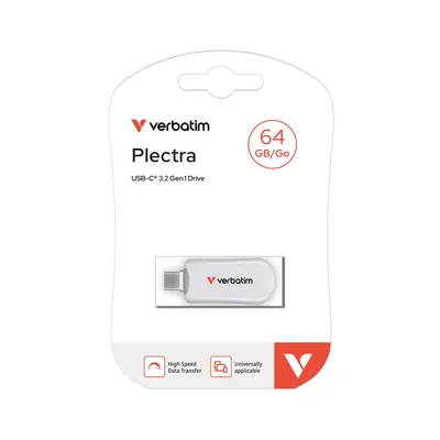 USB Flash Memory Verbatim Plectra, 64 GB, USB Type-C 3.2, white