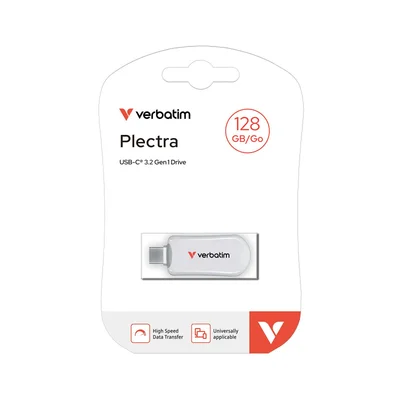 USB Flash Memory Verbatim Plectra, 128 GB, USB Type-C 3.2, white