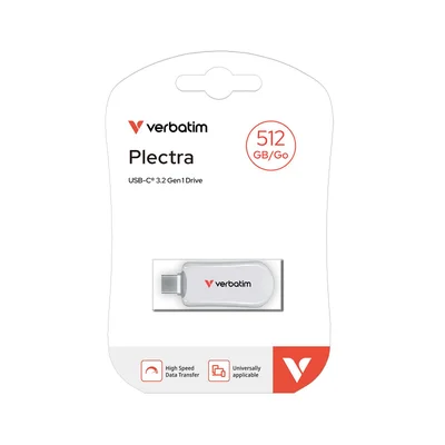USB Flash Memory Verbatim Plectra, 512 GB, USB Type-C 3.2, white
