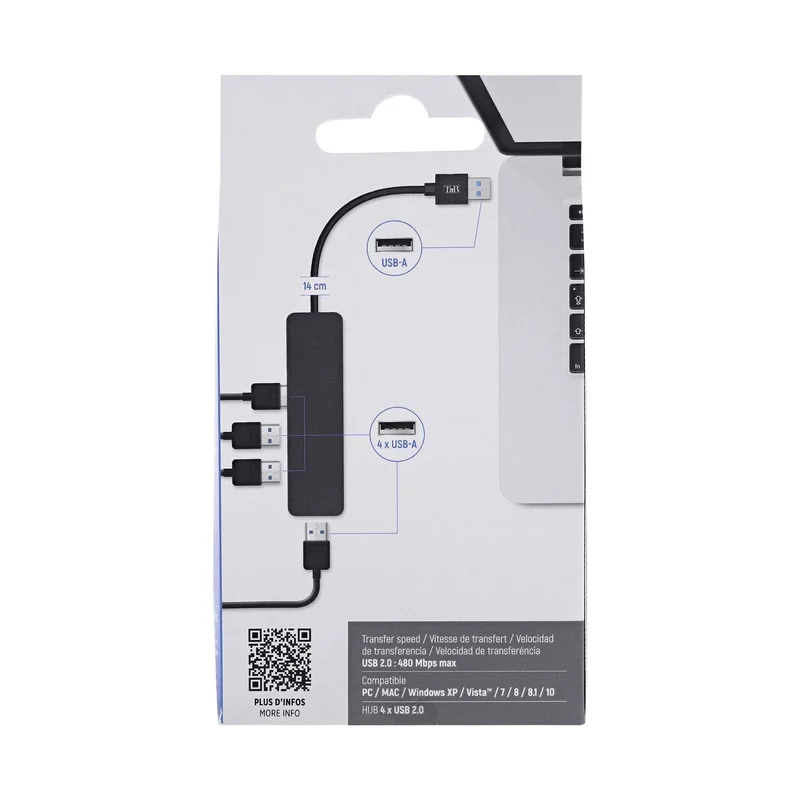 USB Hub TNB First, 4 port, USB 2.0, black