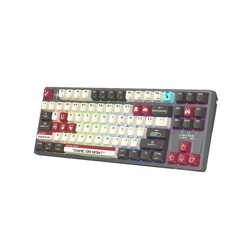 Клавиатура Bloody Pixels Red WS87, безжична, геймърска